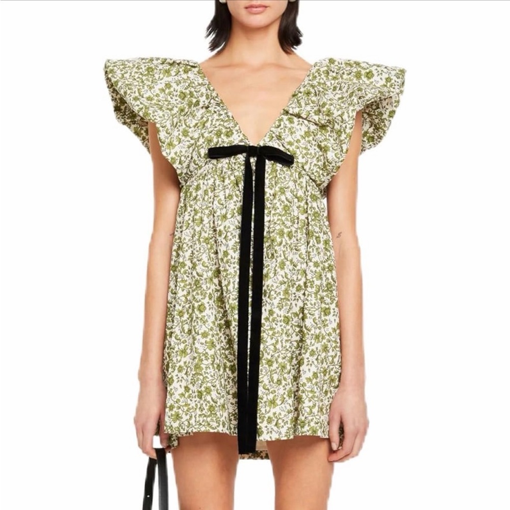 Viral Floral Ruffle Bow Mini Dress